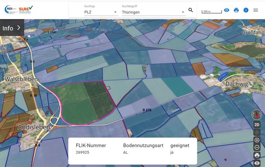 Feldblockdatenbank für den Nachweis der Nachhaltigkeit online